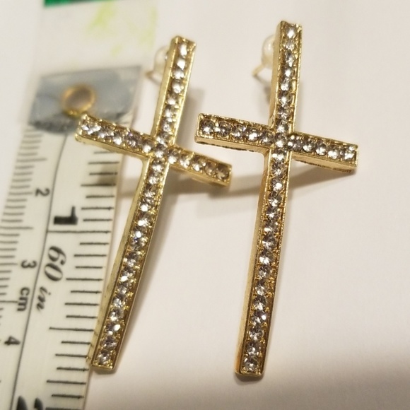 Gold Cross Earrings - Picture 7 of 7